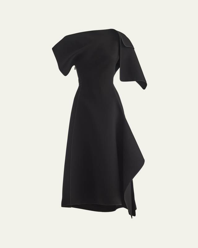 Synergy Pieced Short-Sleeve A-Line Gown